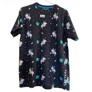 Ricky Singh All Over Print Santa Astronaut T Shirt Medium Denim & Flower Galaxy
